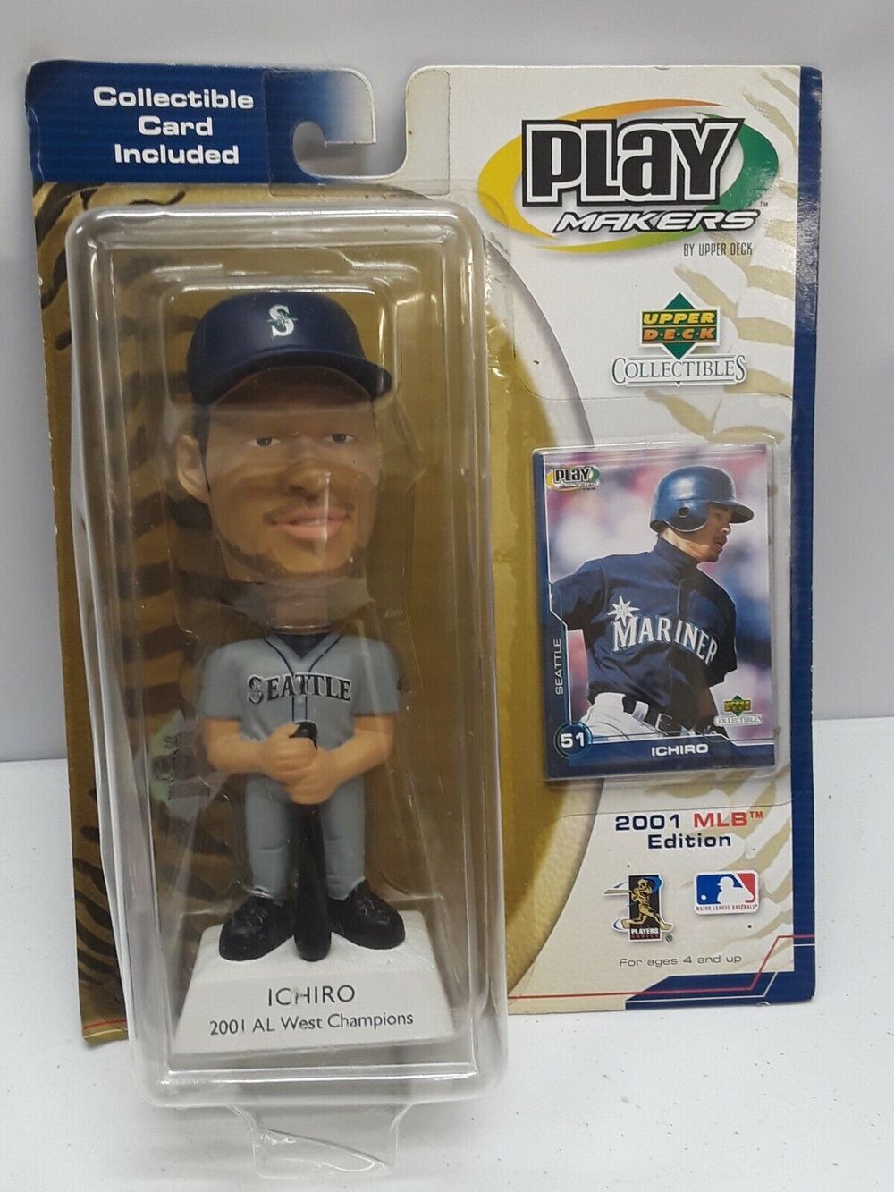 Ichiro Bobblehead Upper Deck Mariners AL West Champions 2001 Collectable Card